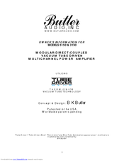 Butler MULTI CHANNEL POWER AMPLIFIER TDB 5150 Owner's Information