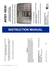 Cable Electronics AV501HDXi Instruction Manual