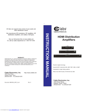 Cable Electronics CE Labs HM41DA Instruction Manual