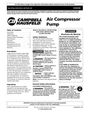 Campbell Hausfeld VH300300 Operating Instructions And Parts List Manual