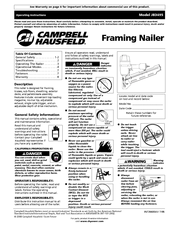 Campbell Hausfeld Framing Nailer JB3495 Operating Instructions Manual