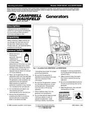 Campbell Hausfeld GN30c502AC Operating Instructions Manual