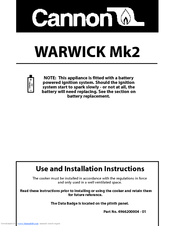 Cannon Cooker None Use And Installation Instructions