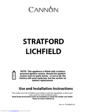 Cannon STRATFORD 10932G Use And Installation Instructions