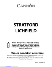 Cannon LICHFIELD 10908G Use And Installation Instructions