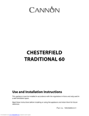 Cannon CHESTERFIELD TRADITIONAL 60 Use And Installation Instructions