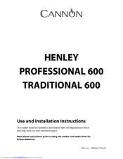 Cannon HENLEY PROFESSIONAL 600 10475G Use And Installation Instructions