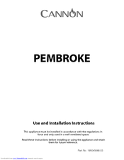Cannon PEMBROKE 10692G Use And Installation Instructions
