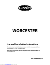 Cannon WORCESTER 10525G Use And Installation Instructions