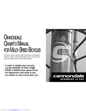 Cannondale Super V Raven 2000 Sweepstakes Owner's Manual