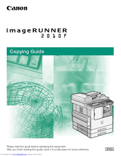 Canon IMAGERUNNER 2010F Copying Manual