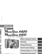 Canon Powershot A620 User Manuals Manualslib