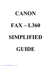 Canon L360 Simplified Manual