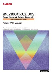 Canon IR C2100 Job Management Manual