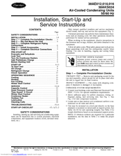 Carrier 38AE012 Installation, Start-Up And Service Instructions Manual