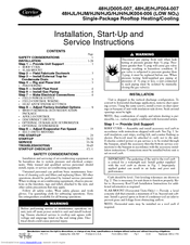 Carrier 48HJH004 Installation, Start-Up And Service Instructions Manual