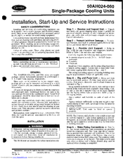 Carrier 50AH024-060 Installation, Start-Up And Service Instructions Manual
