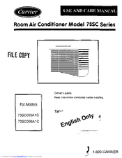 Carrier 73SC005A1C Use And Care Manual