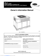 Carrier INFINITY 48XL-A Owner's Information Manual