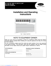 Carrier KC_223P Installation And Operating Instructions Manual