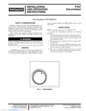 TOTALINE TOTALINE P707 Installation And Operation Instructions