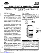 Carrier 58DX Series Installation, Start-Up And Service Instructions Manual