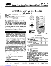 Carrier DOWNFLOW GAS-FIRED NATURAL DRAFT-FURNACES DR Installation, Start-Up And Service Instructions Manual