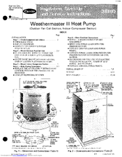 Carrier WEATHERMASTER III 38HQ0134 Installation, Start-Up And Service Instructions Manual