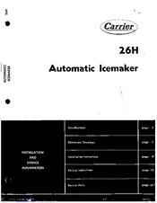 Carrier 26H Installation And Service Instructions Manual