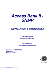 Carrier Access Access Bank II SNMP Installation And User Manual