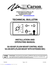 Carson SA-430-83F Installation And Operating Manual