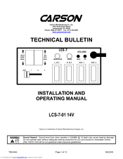 Carson LCS-7-01 Installating And Operation Manual