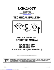 Carson SA-400-63 14V Installation And Operating Manual