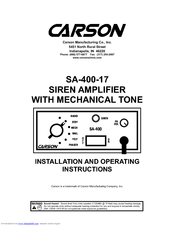 Carson SA-400-17 Installation & Operating Instructions Manual