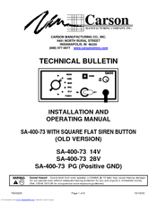Carson SA-400-73 Installating And Operation Manual