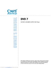 Cary Audio Design HD720P Owner's Manual