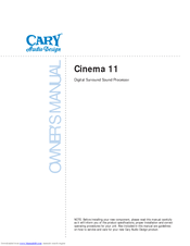 Cary Audio Design Cinema 11 Owner's Manual