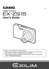 Casio Exilim EX-ZS15 User Manual