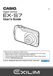 Casio EX-S7 - EXILIM Digital Camera User Manual