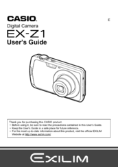 Casio EX-Z1 - EXILIM Digital Camera User Manual