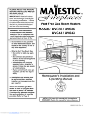 Majestic fireplaces VF Collection UVS36 Homeowner's Installation And Operating Manual