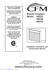 CFM HEF22 Installation Instructions And Homeowner's Manual
