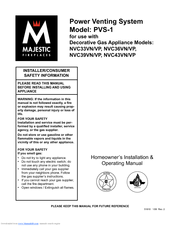 Majestic fireplaces PVS-1 Homeowner's Installation & Operating Manual