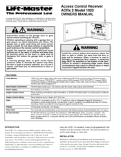 Chamberlain Lift-Master ACRx 2 1025 Owner's Manual