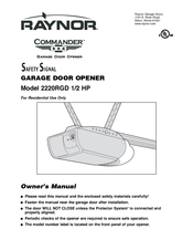 Raynor 2220RGD 1/2 HP Owner's Manual