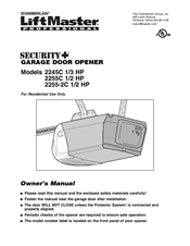 Chamberlain 2255C 1/2 HP Owner's Manual