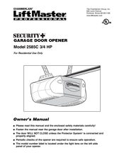 Chamberlain 2585C 3/4 HP Owner's Manual
