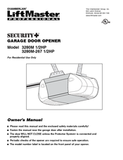 Chamberlain LiftMaster Professional Security+ 3280M-267 Owner's Manual