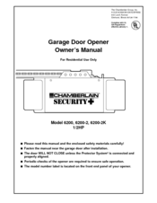 Chamberlain Security+ 6200-2K Owner's Manual