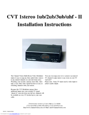 Channel Vision Stereo Receiver Installation Instructions Manual